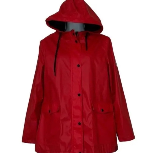 Madden NYC Steve Madden Raincoat Jacket Red Coat Size Medium Polyurethane - Picture 2 of 16